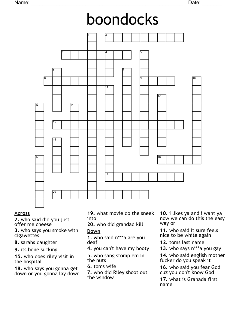 boondocks Crossword WordMint