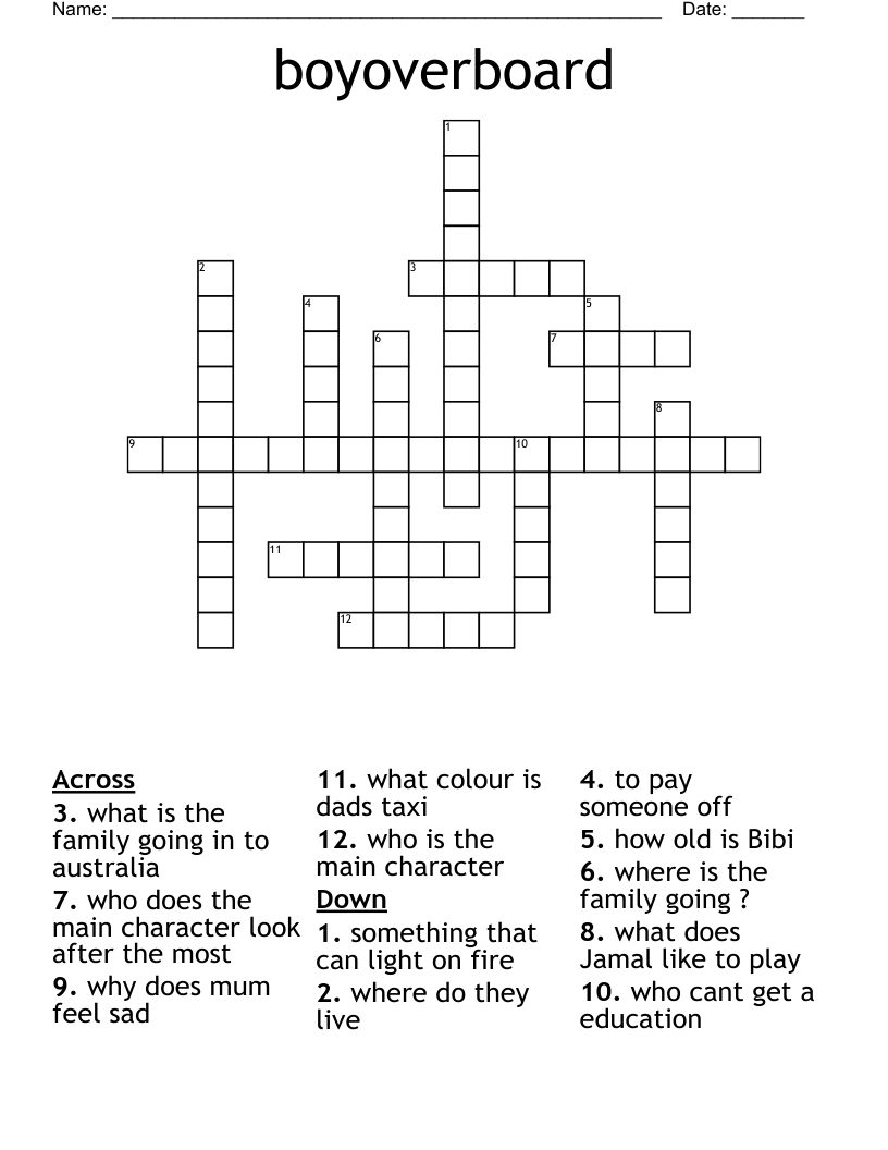 boyoverboard Crossword WordMint
