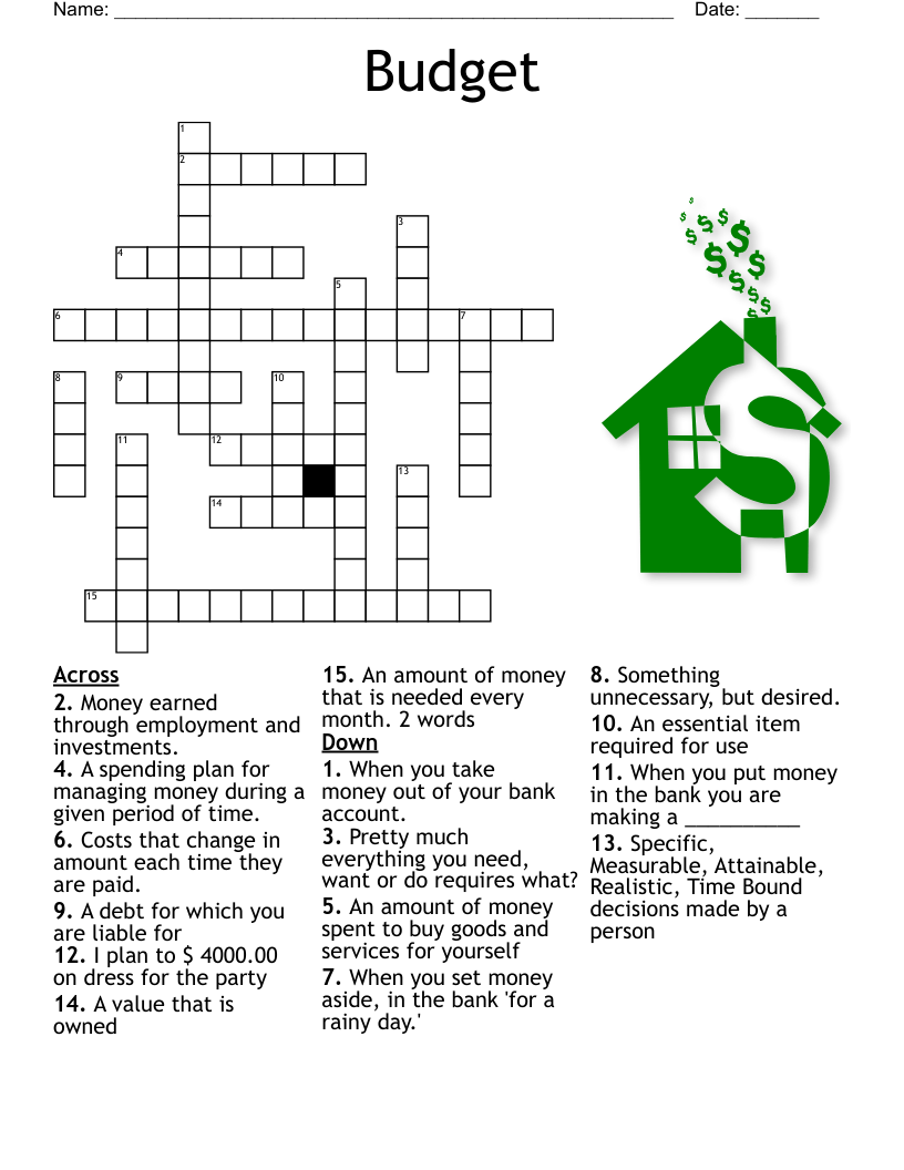 Budgeting Crossword WordMint