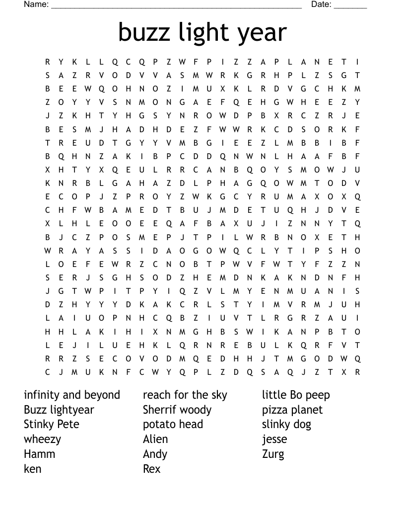 Similar to Toy Story Word Search WordMint