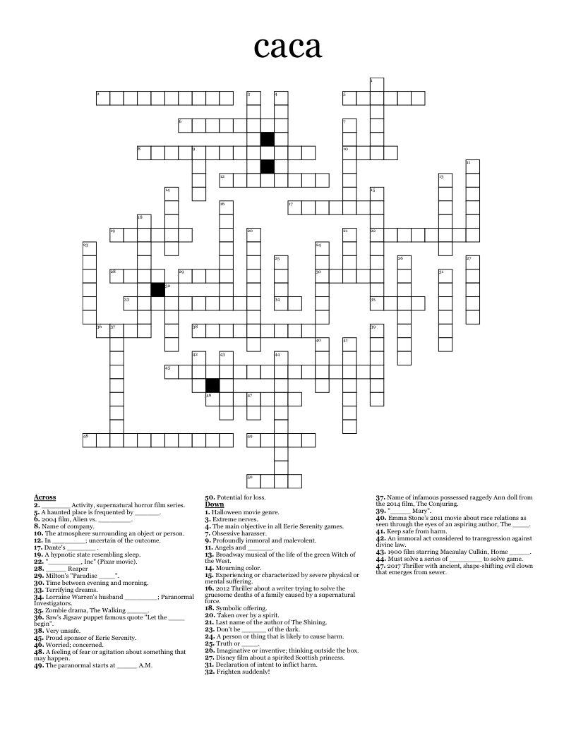 caca Crossword WordMint