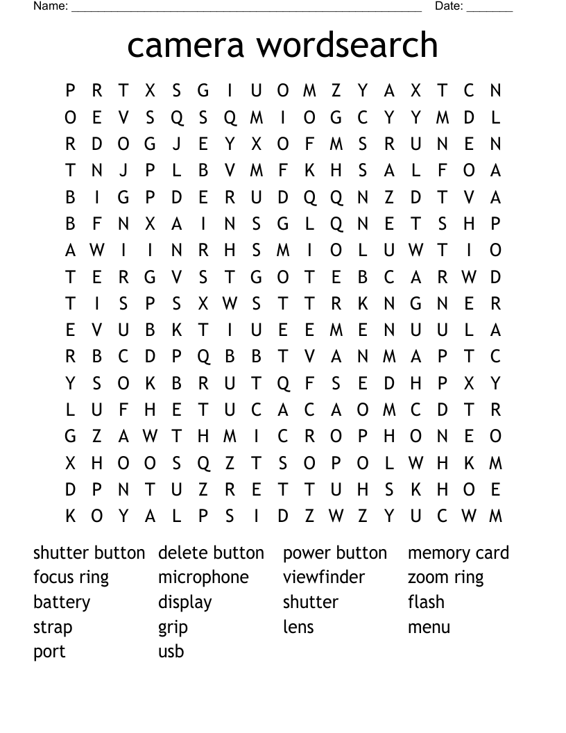 camera wordsearch WordMint