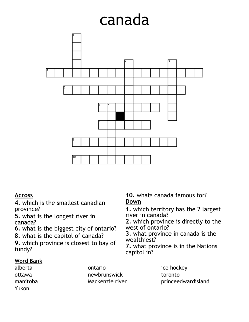 canada Crossword WordMint