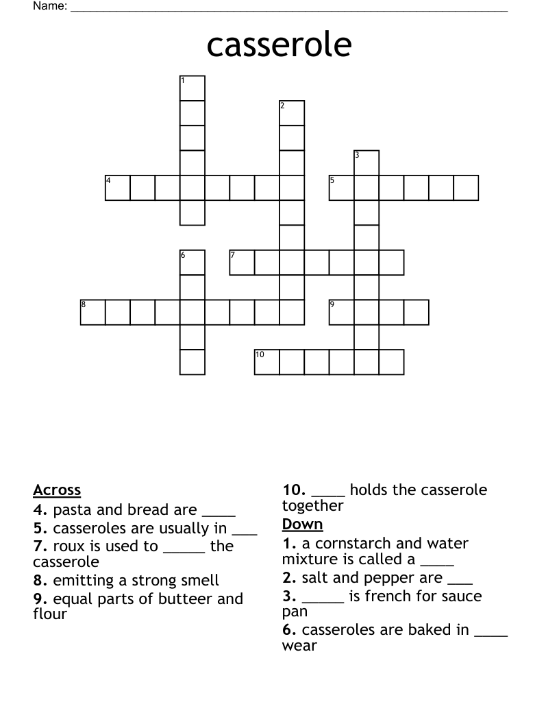 casserole Crossword WordMint
