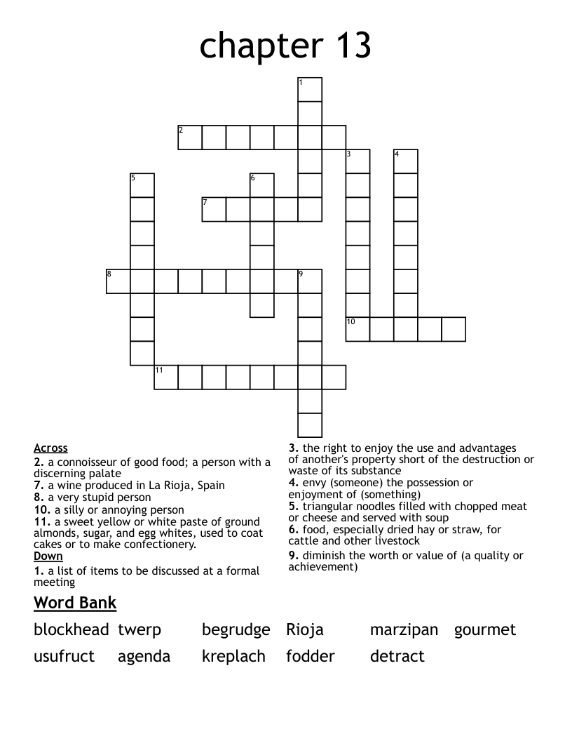 chapter 13 Crossword WordMint