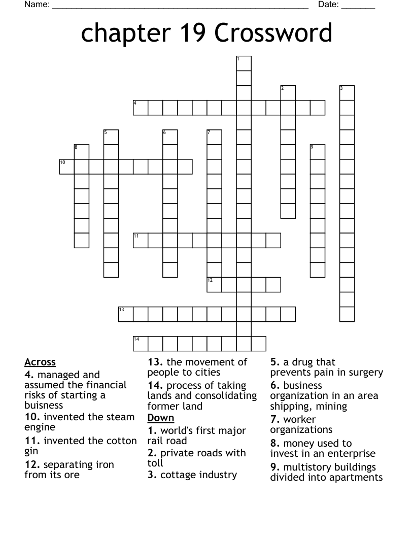 chapter 19 Crossword WordMint