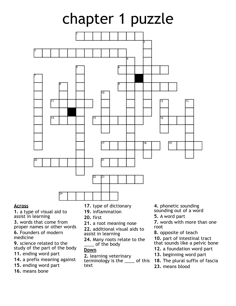 Chapter One Crossword Puzzle