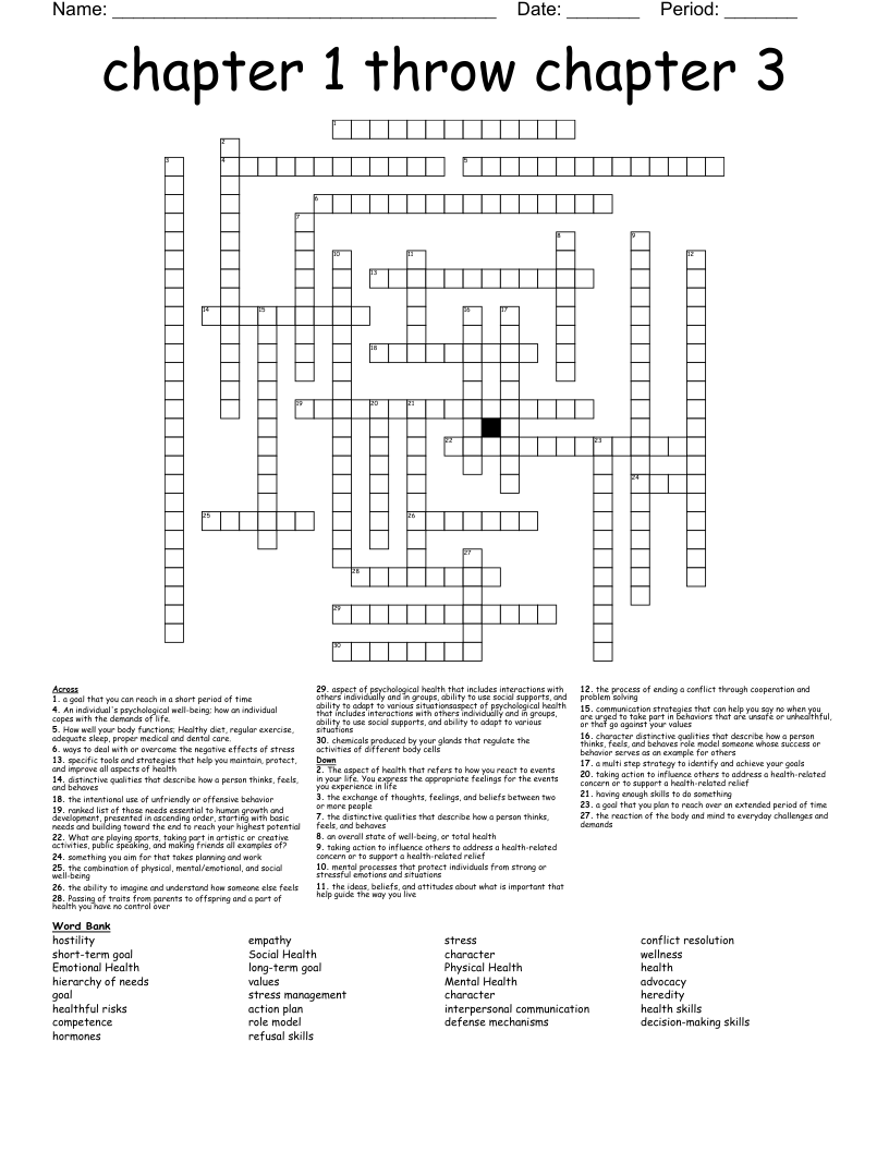 chapter 1 throw chapter 3 Crossword WordMint