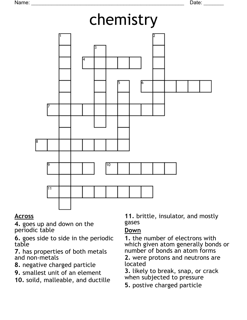 chemistry Crossword - WordMint