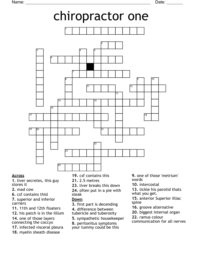 chiropractor one Crossword WordMint