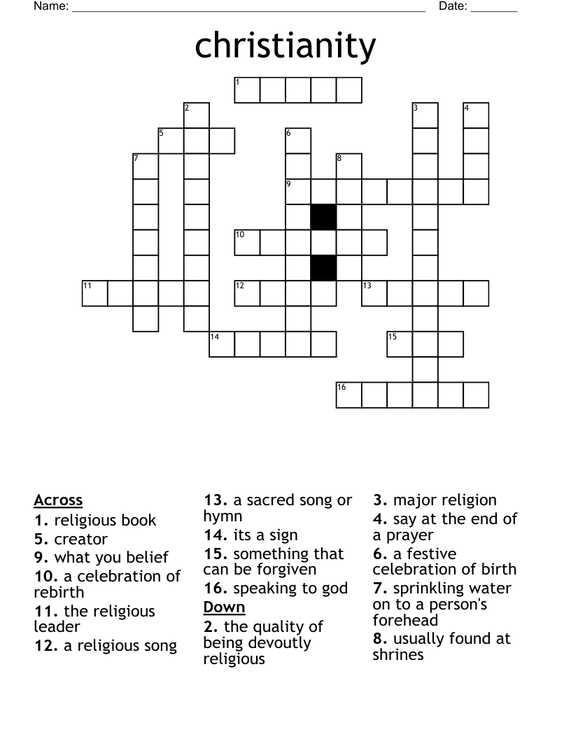 christianity Crossword WordMint