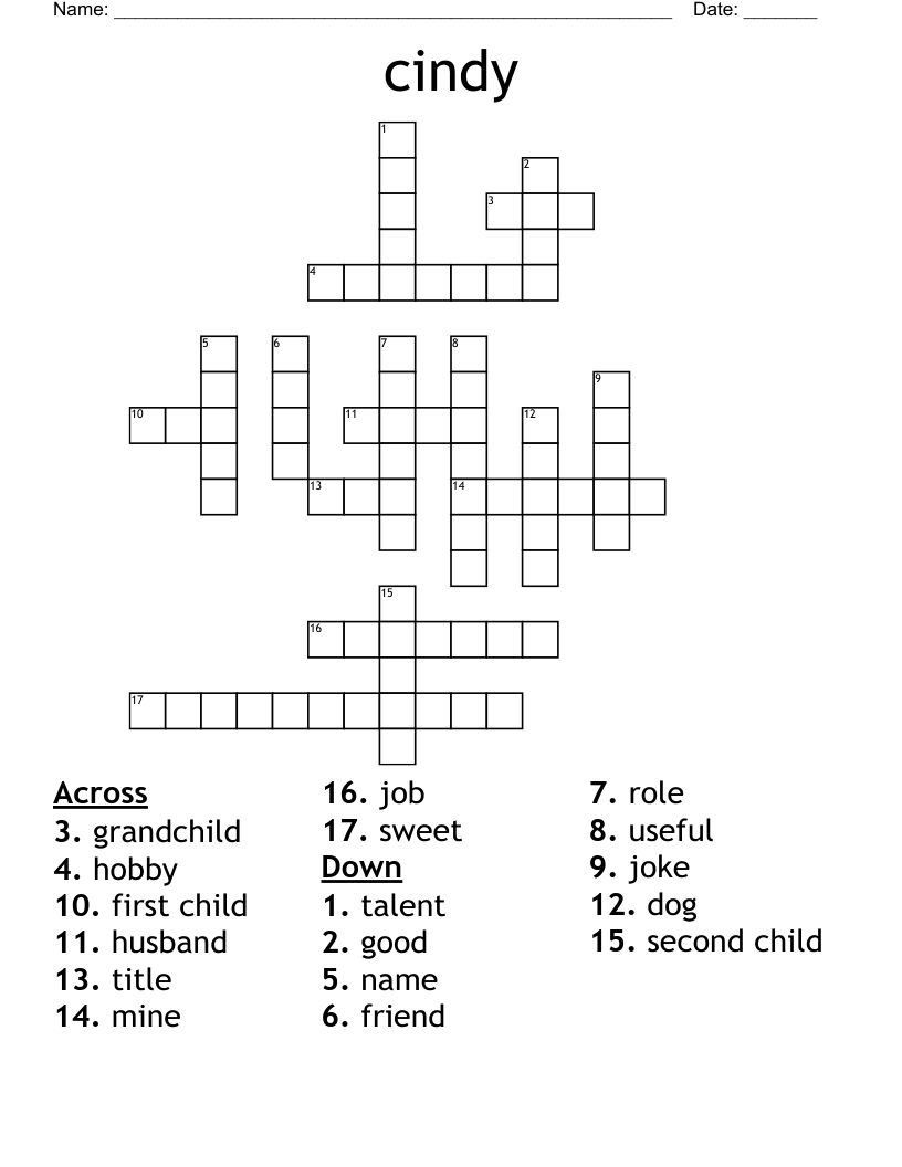 cindy Crossword WordMint