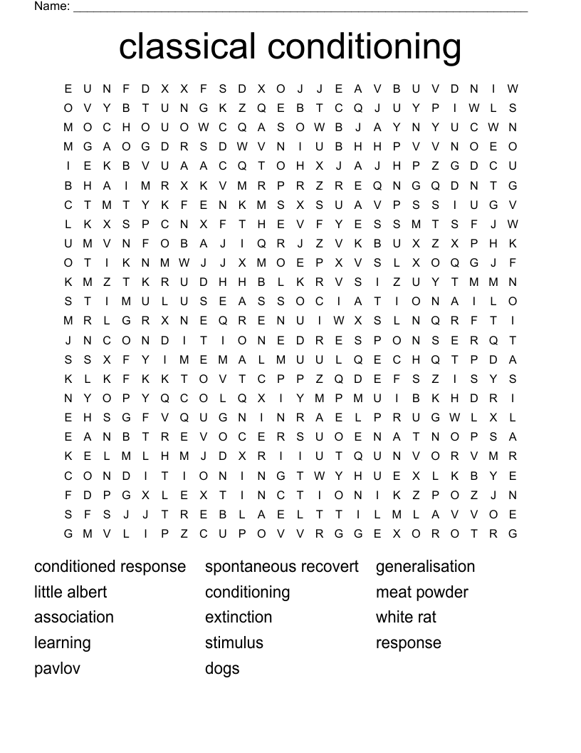 classical conditioning Word Search WordMint