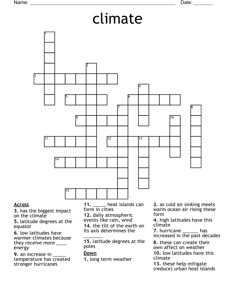climate Crossword - WordMint