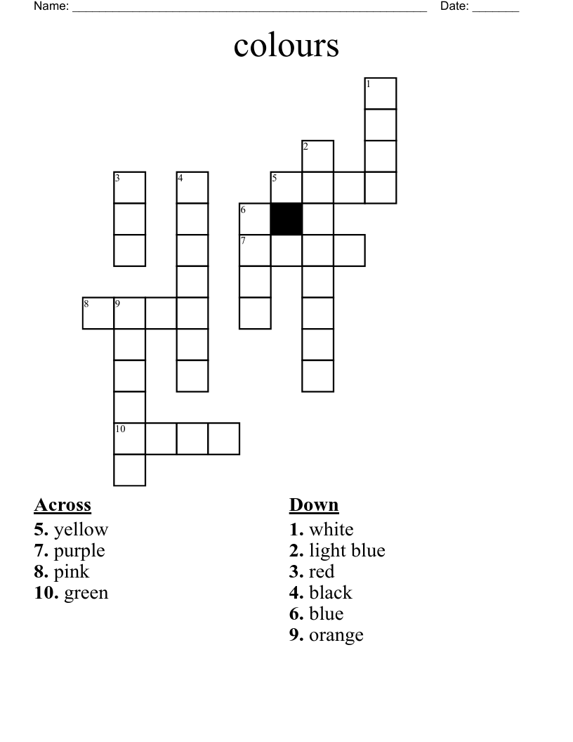 colours Crossword WordMint