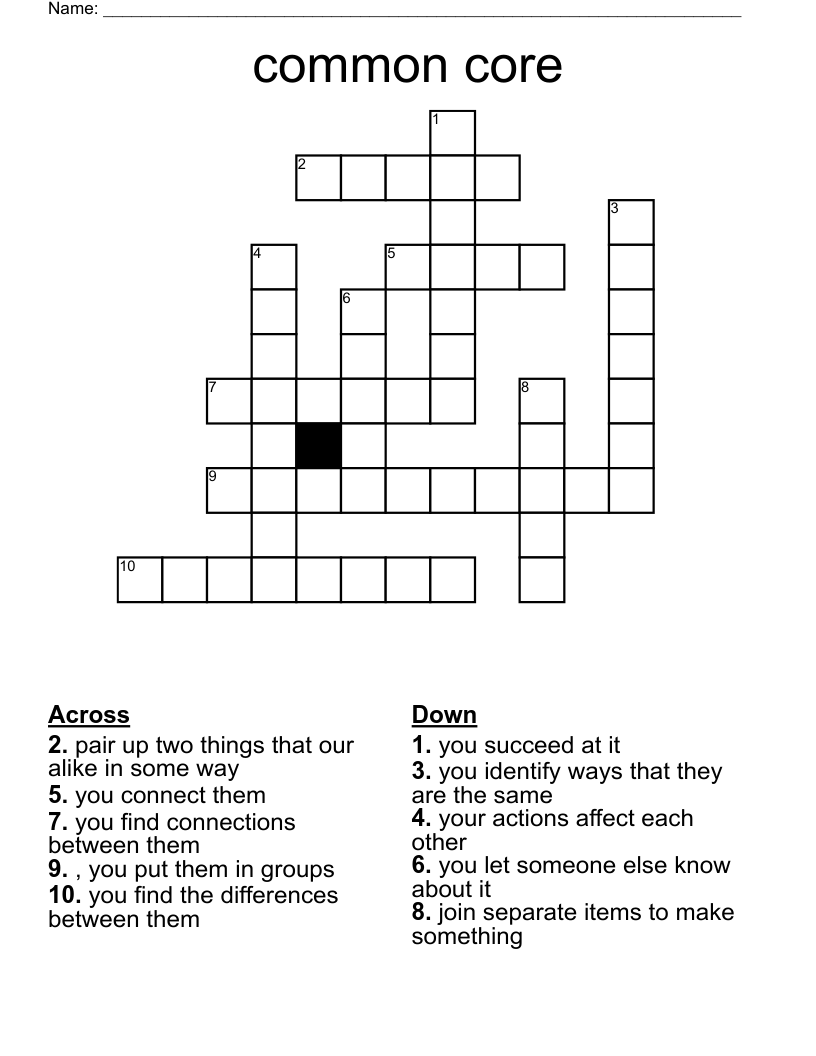 common core Crossword WordMint