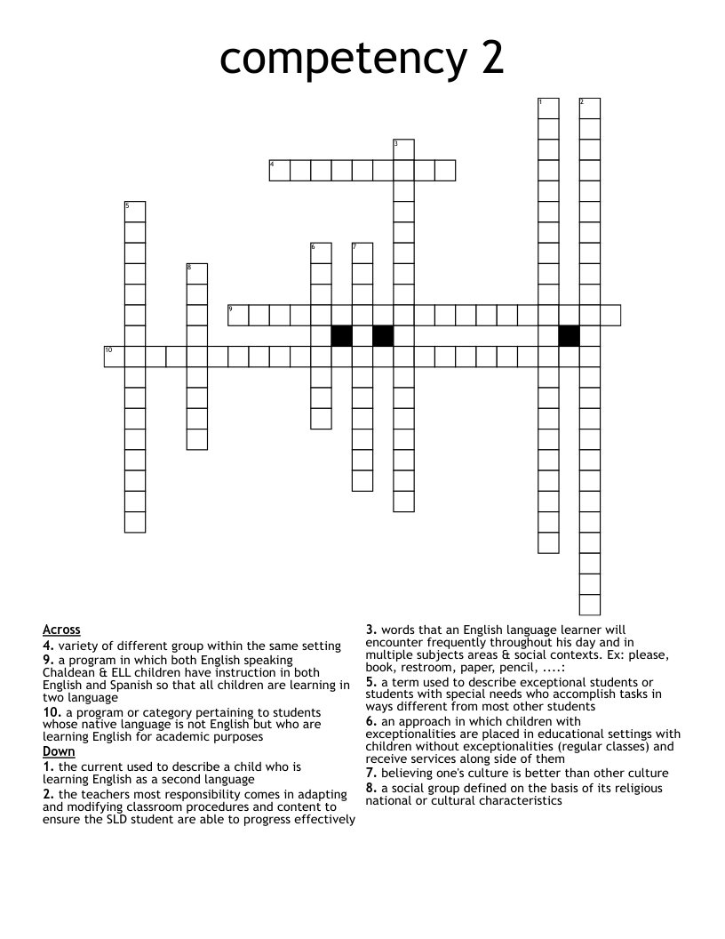 competency 2 Crossword WordMint