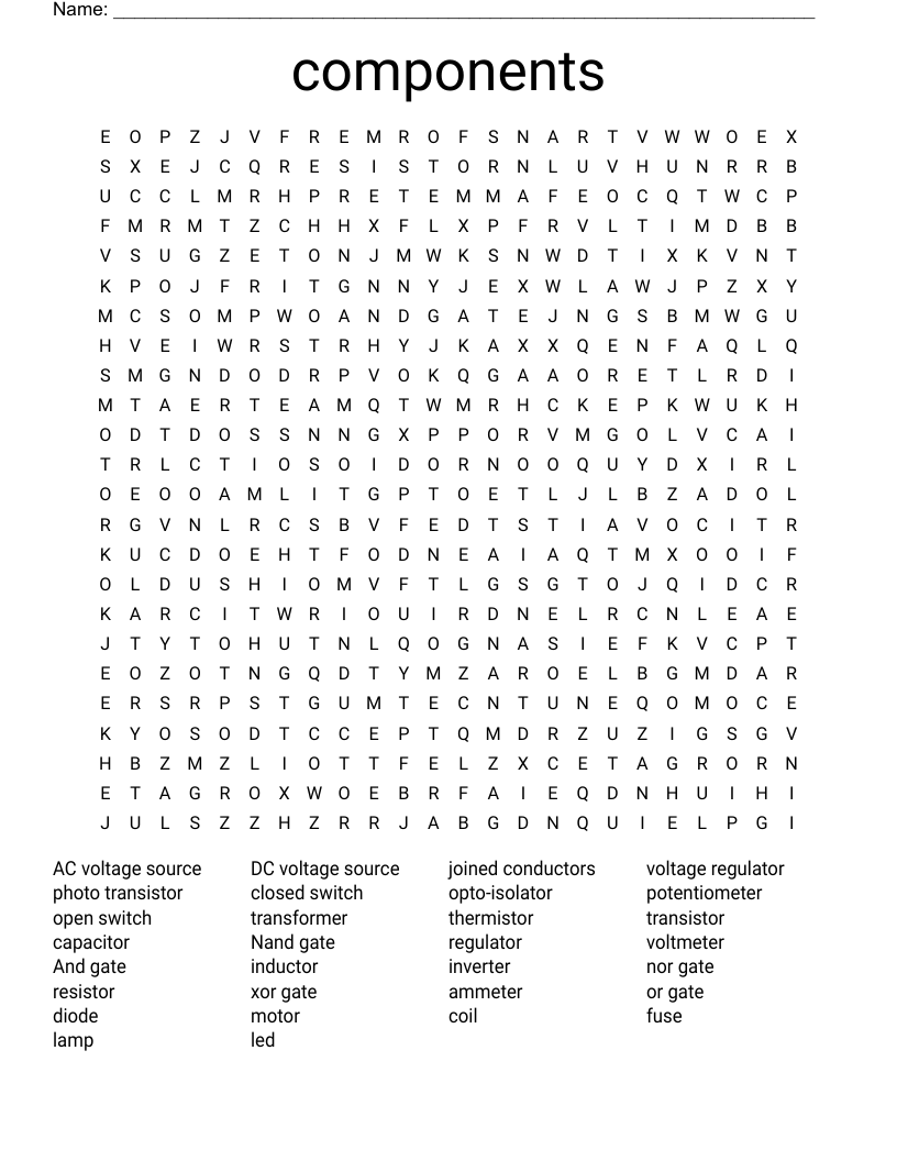 components Word Search WordMint