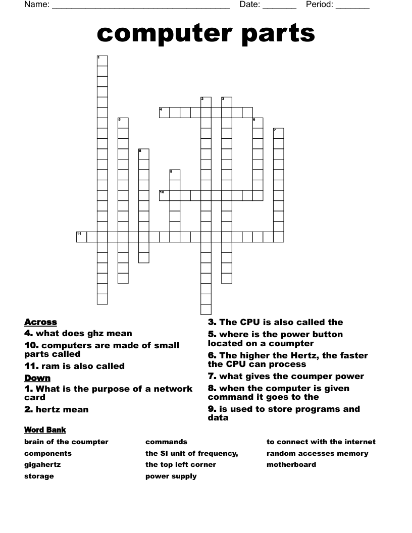 computer parts Crossword WordMint