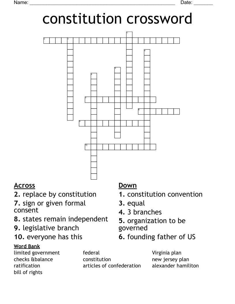 constitution crossword - WordMint