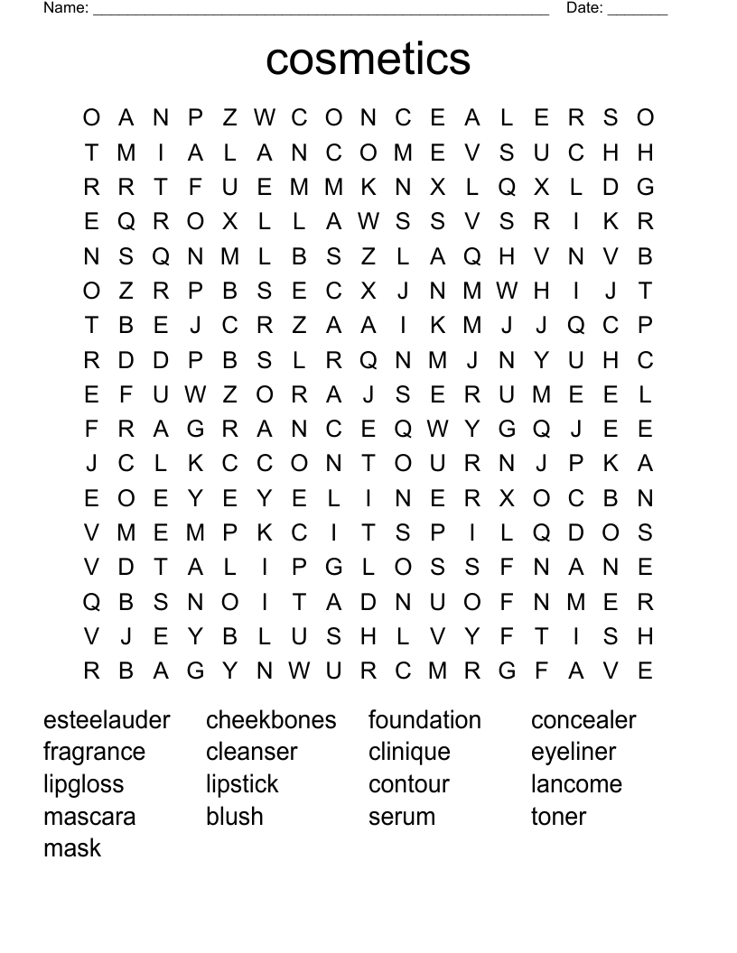 HAIR AND BEAUTY Word Search WordMint
