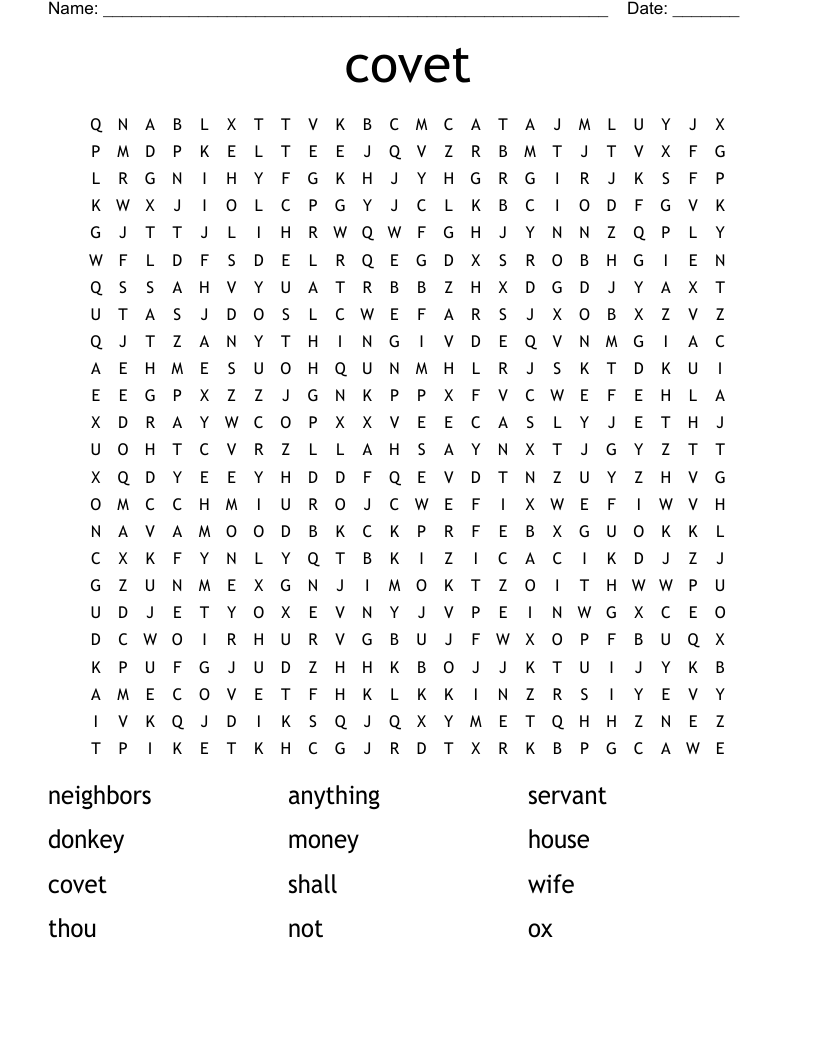 covet Word Search WordMint