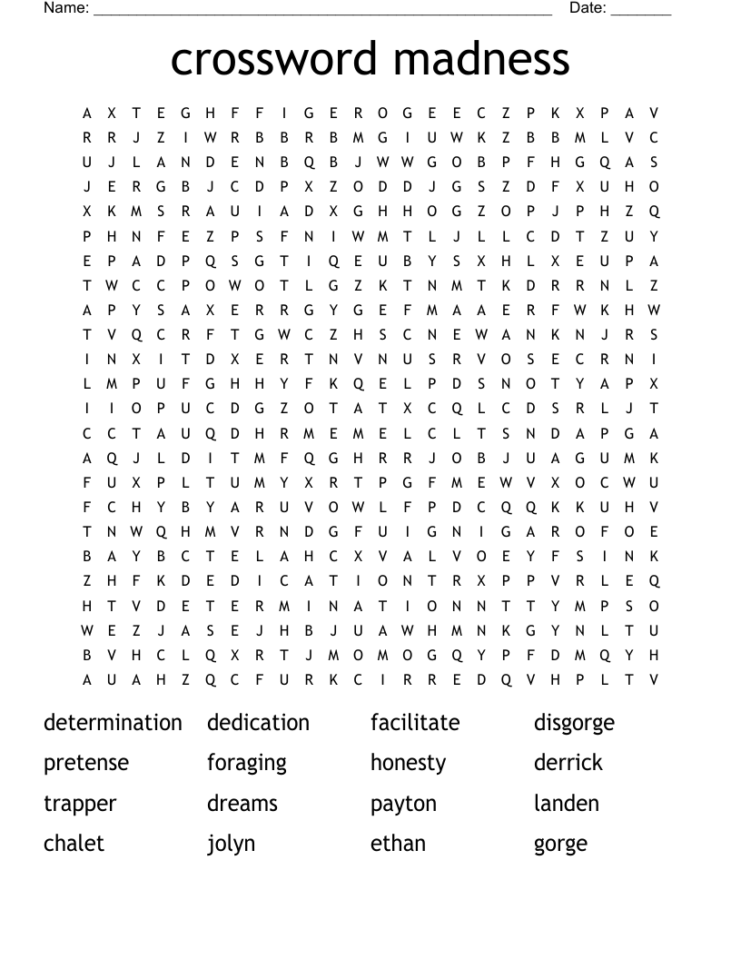 crossword madness Word Search WordMint