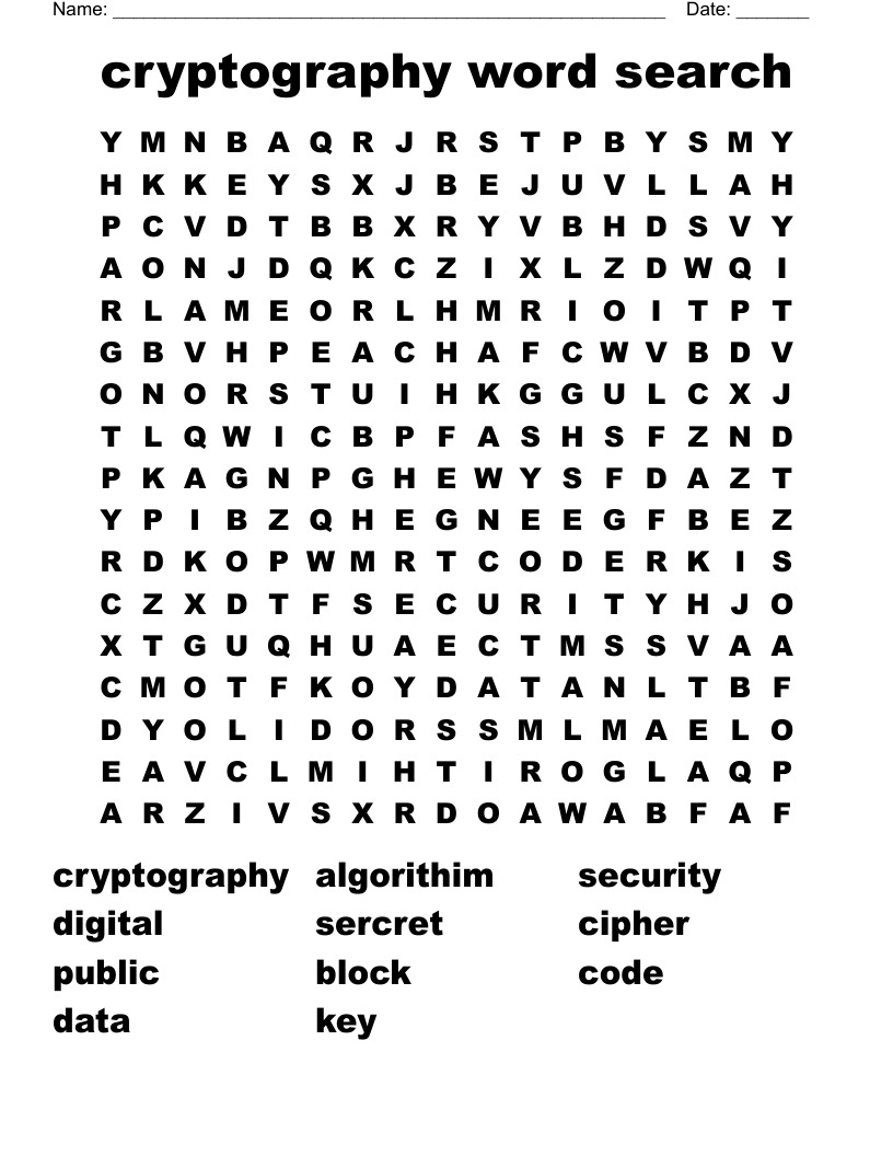 cryptography word search WordMint