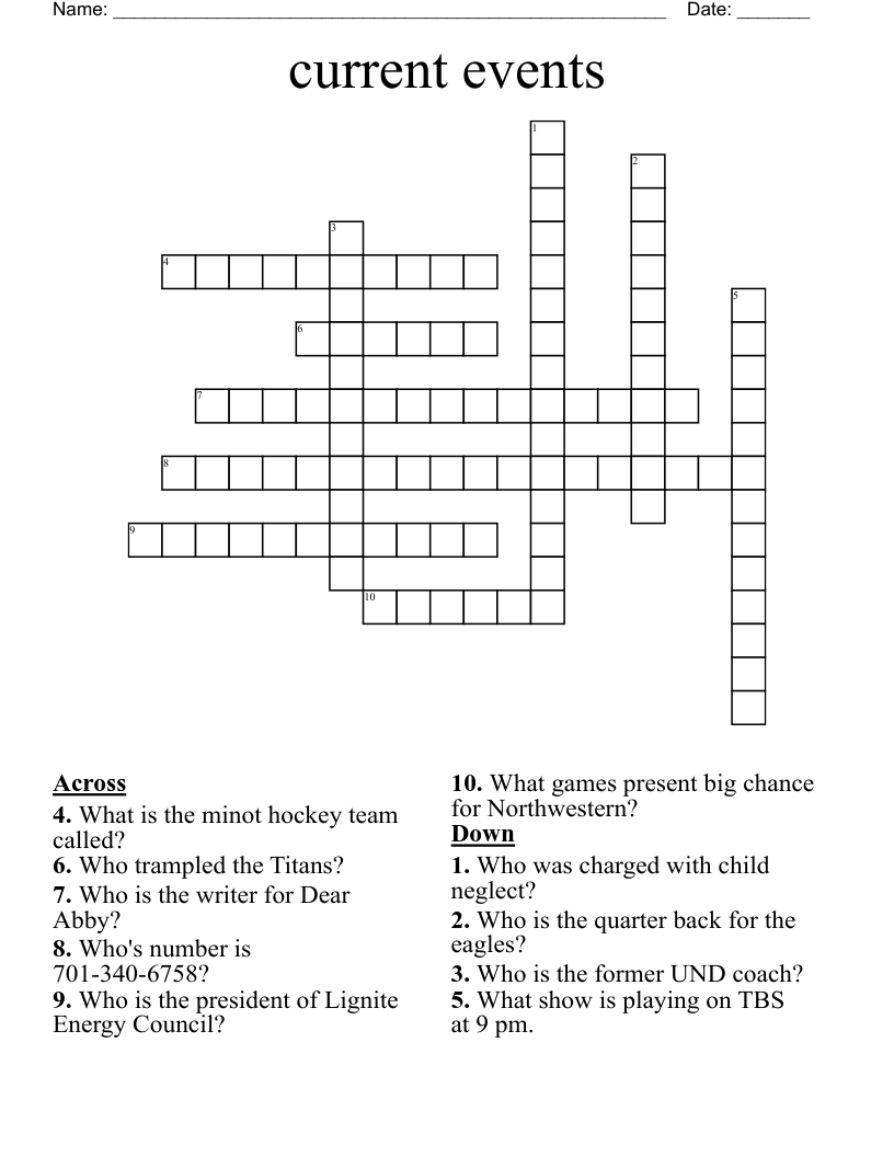 current events Crossword WordMint