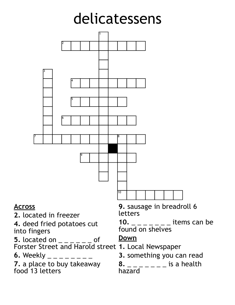 delicatessens Crossword WordMint