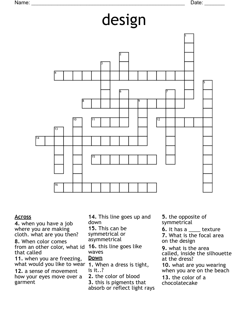 Elements and Principles of Design Crossword WordMint