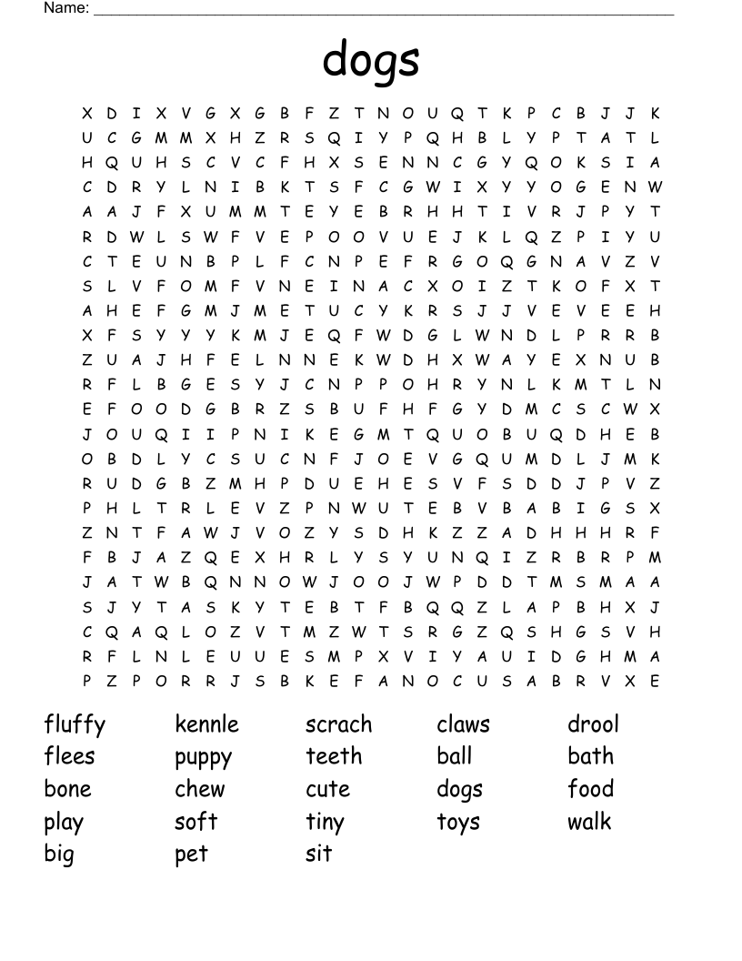 dogs Word Search WordMint