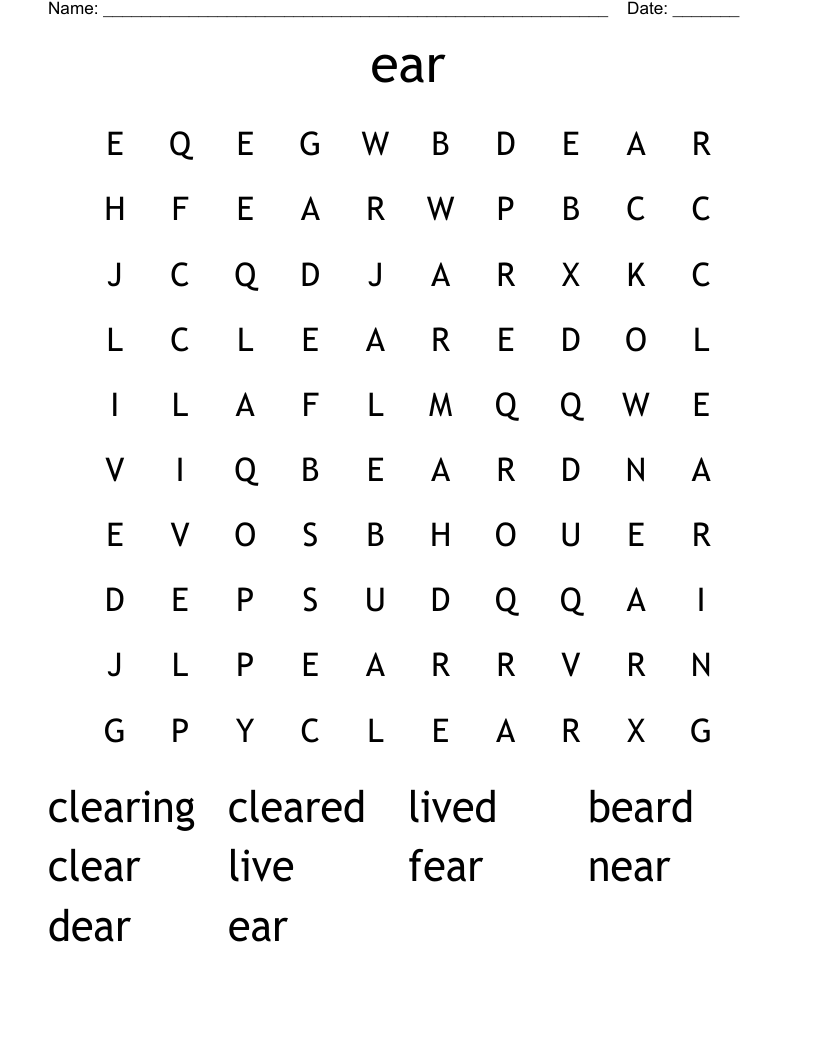 ear Word Search WordMint
