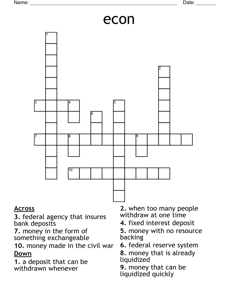 econ Crossword WordMint