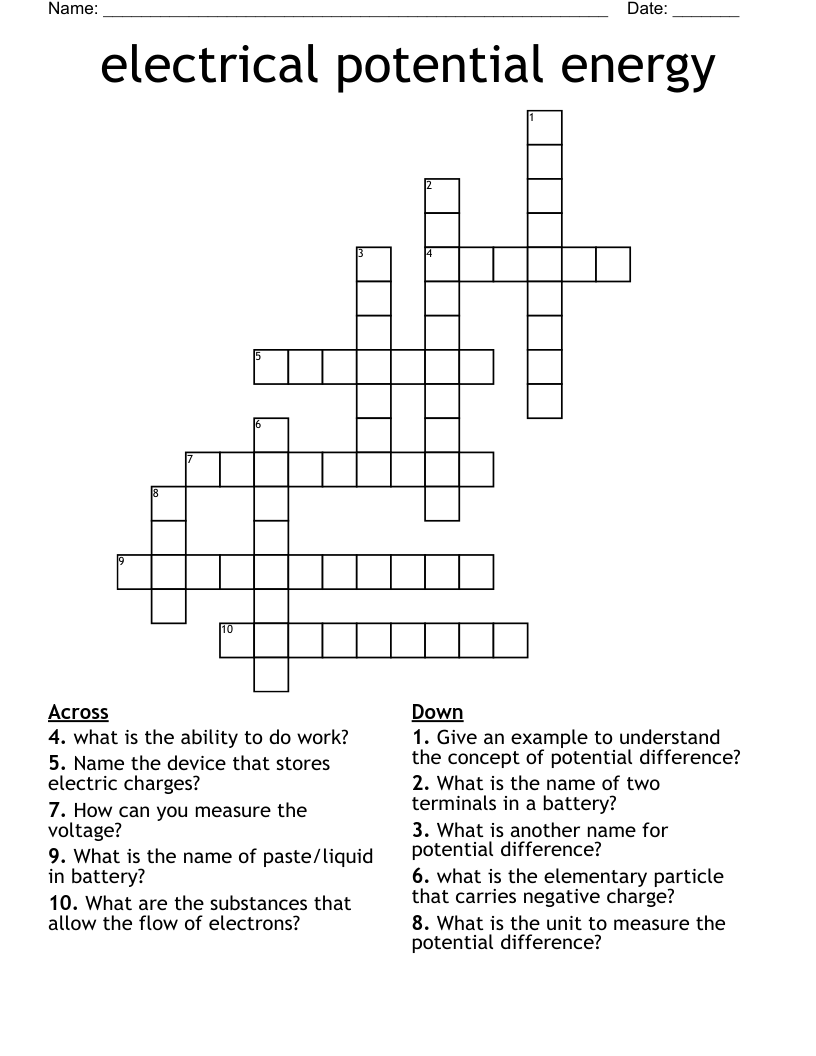 Battery Basics Crossword WordMint