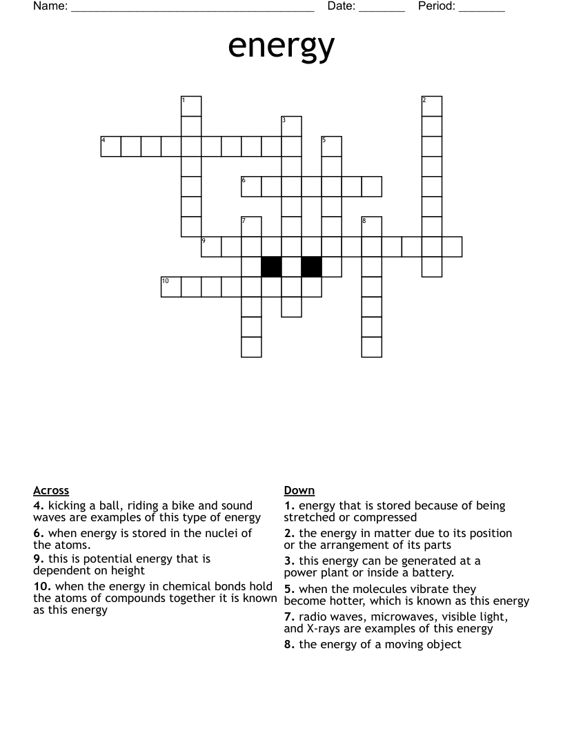 energy Crossword WordMint