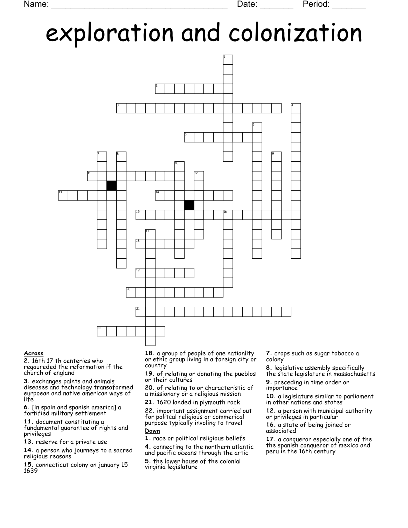US History Chapter 2 Vocab Word Search WordMint
