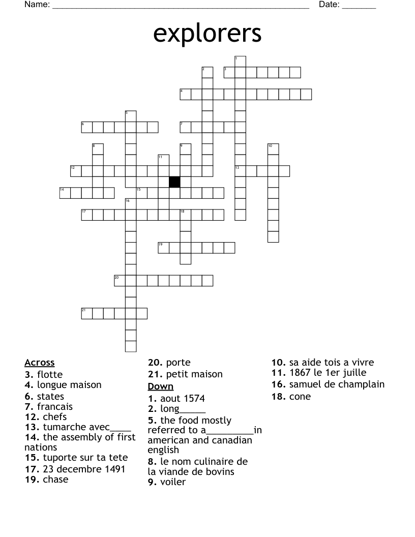 explorers Crossword WordMint