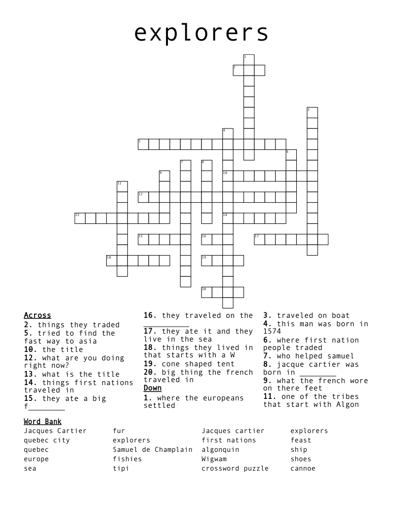 explorers Crossword WordMint