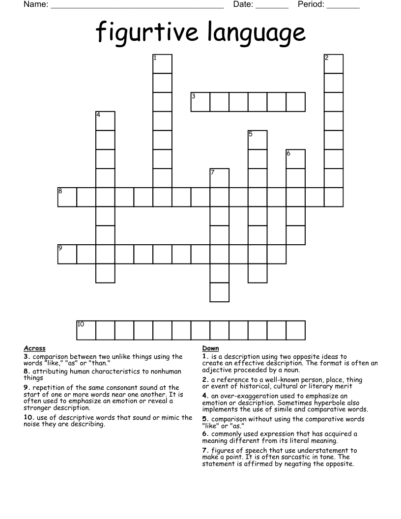 figurtive language Crossword WordMint