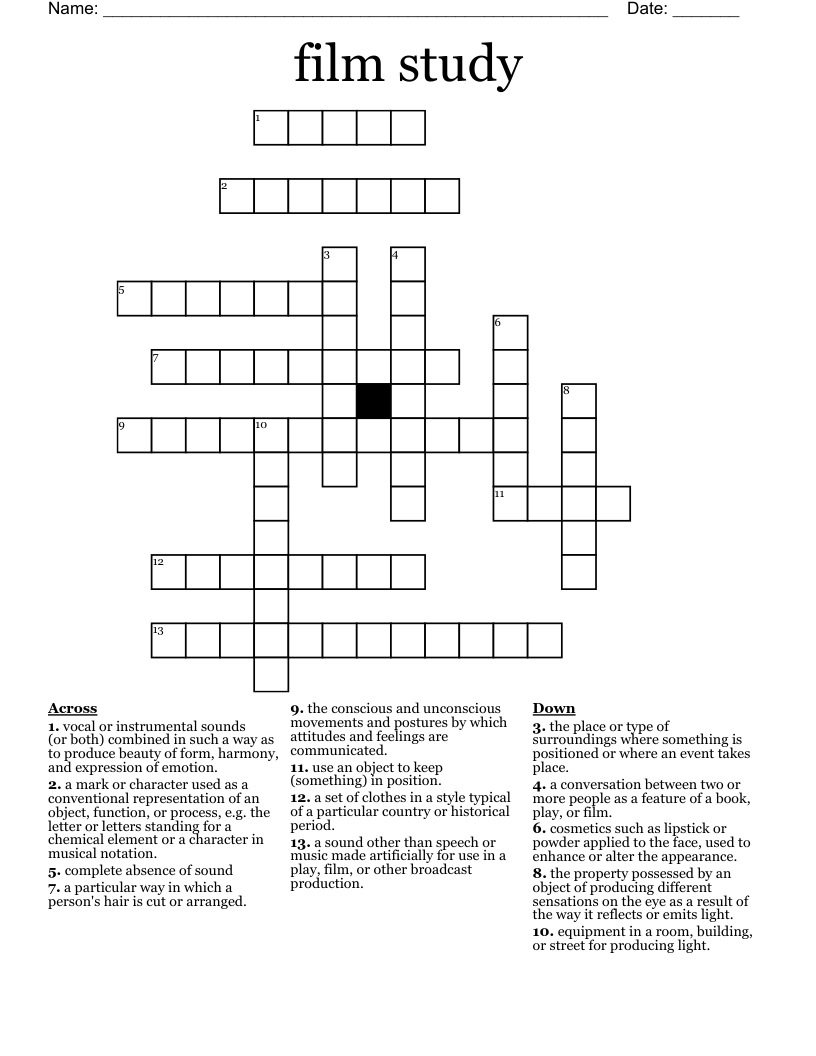 film study Crossword WordMint