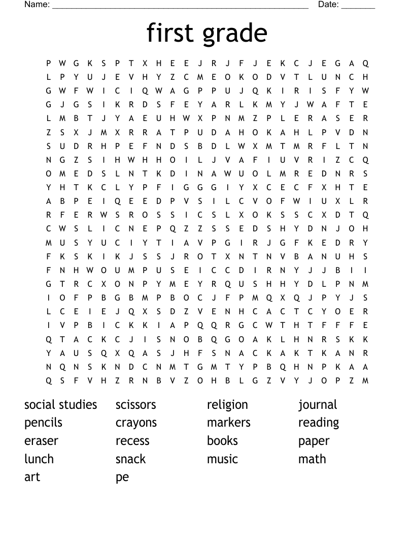 first grade Word Search WordMint