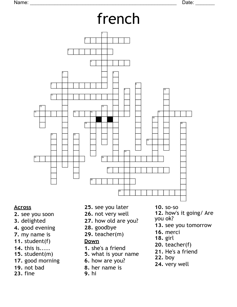 french Crossword WordMint