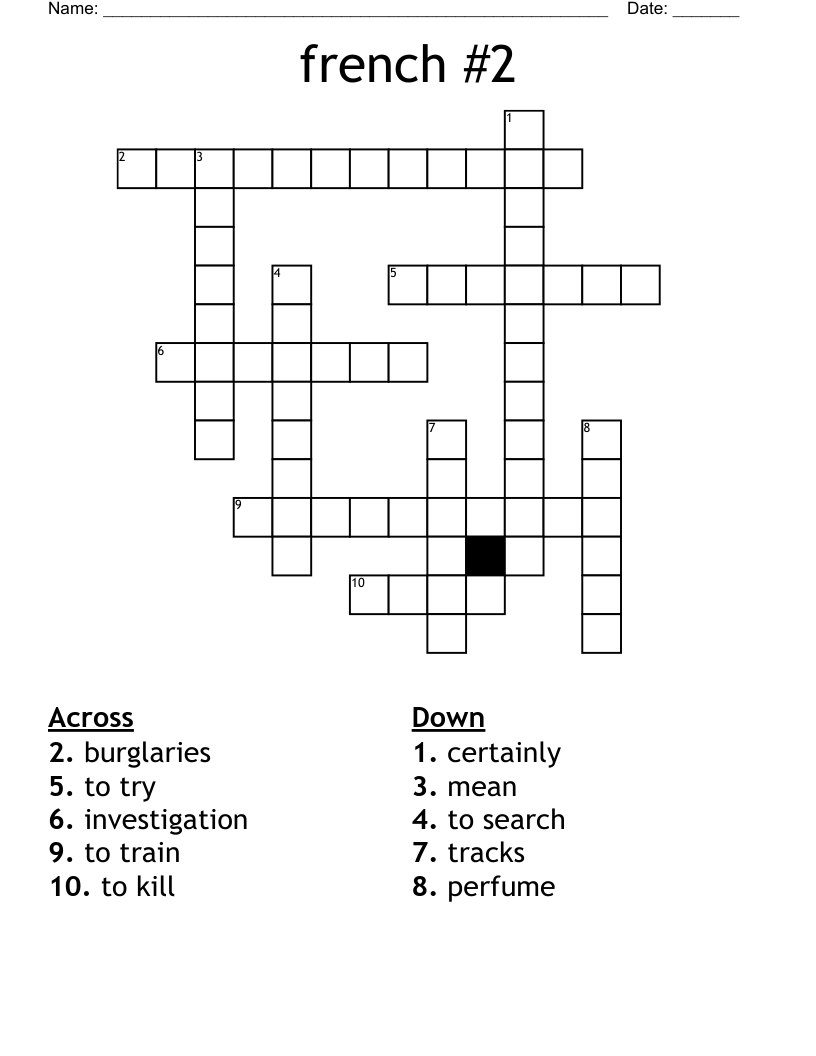french 2 Crossword WordMint