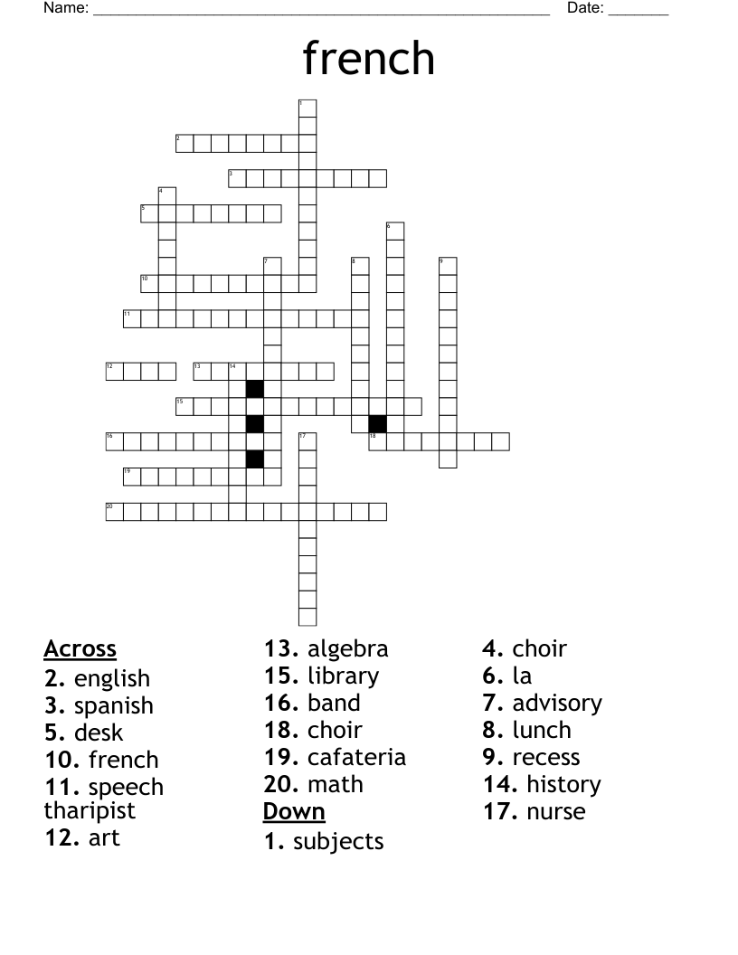 french Crossword WordMint