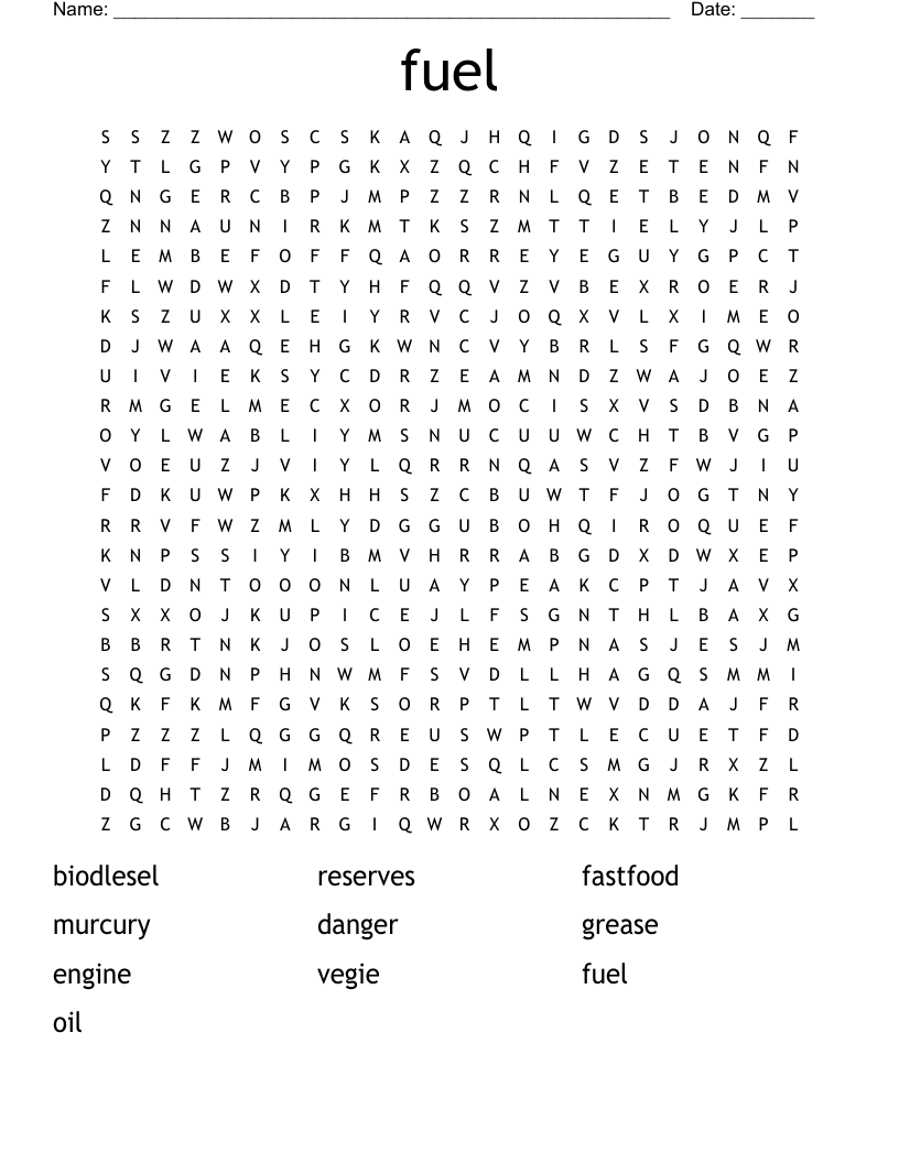 fuel Word Search WordMint