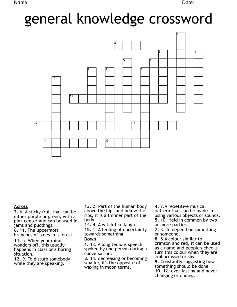 general knowledge crossword - WordMint