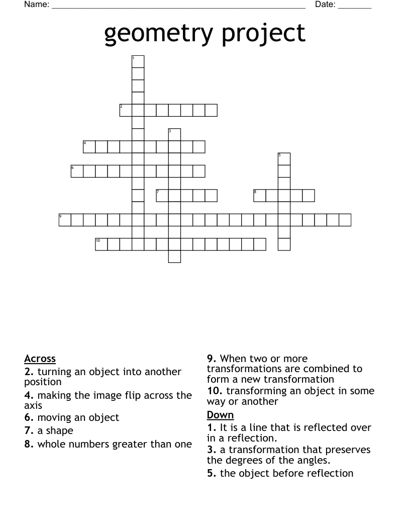 geometry project Crossword WordMint