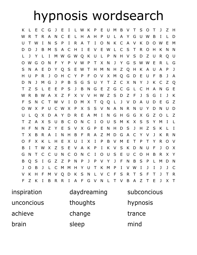 hypnosis wordsearch WordMint