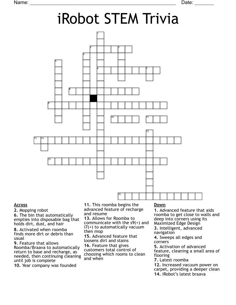 iRobot STEM Trivia Crossword WordMint